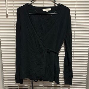 LOFT Women's Black Wrap Top